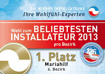 Wahlsieger 6. Bezirk Wahl zum beliebtesten Installateur im 6. Wiener Gemeindebezirk